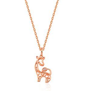 Etsy Chiko Jewelry Gold Diamond Giraffe Necklace Pendant 14Kt Rose Gold 16 inch